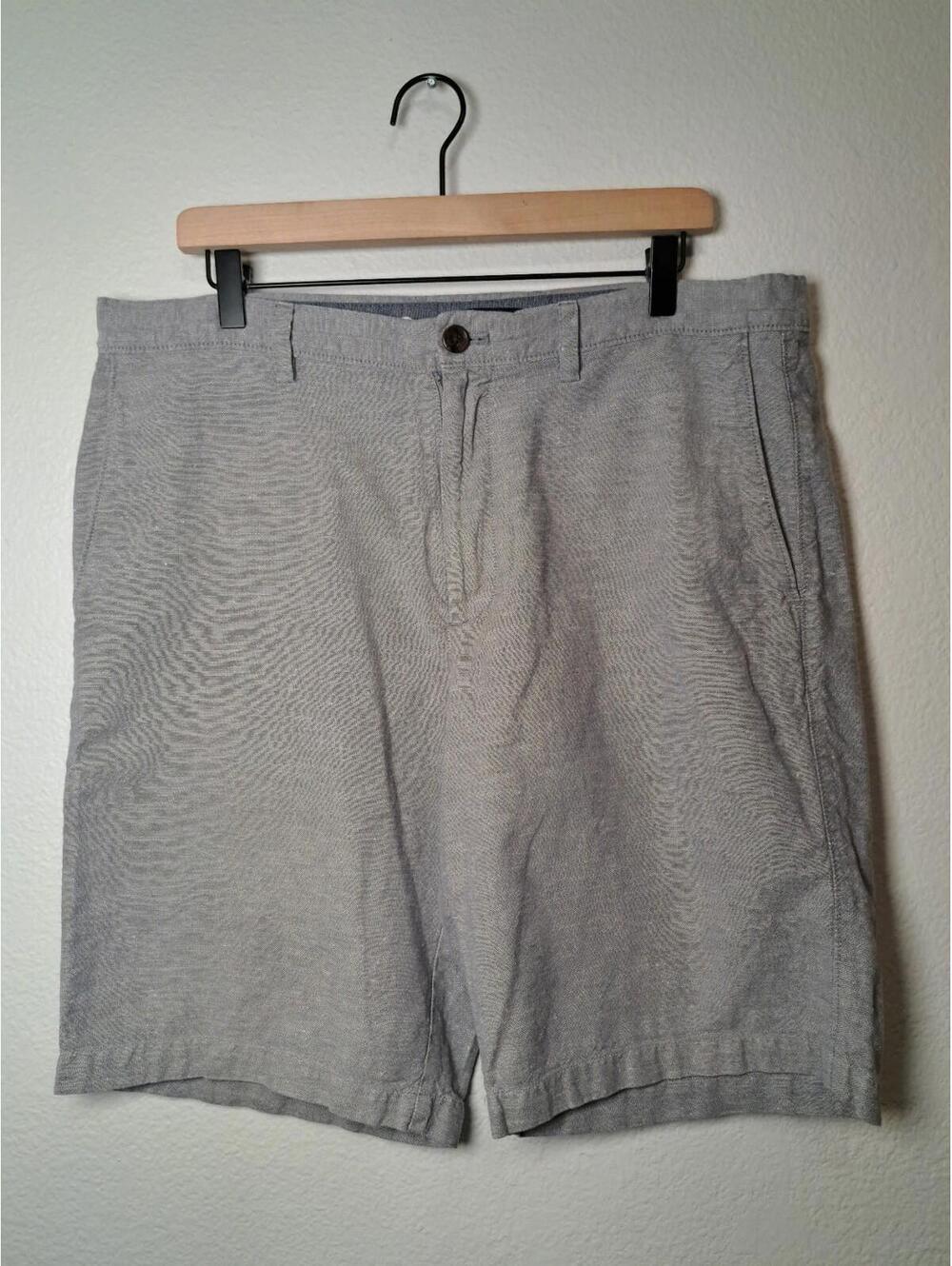 Banana Republic Mens Size 35 Gray Linen & Cotton Flat Front Casual Shorts